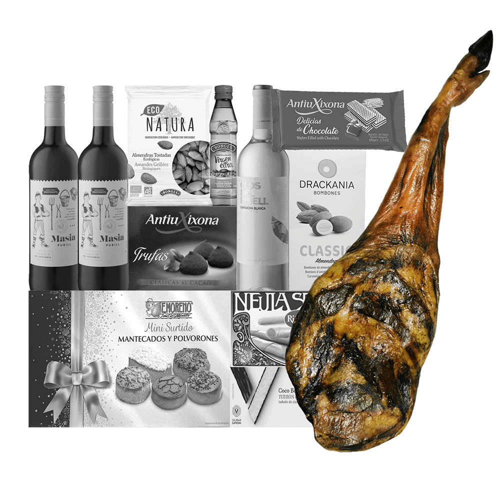 LOT 1 de navidad con productos artesanos y locales y paleta iberica